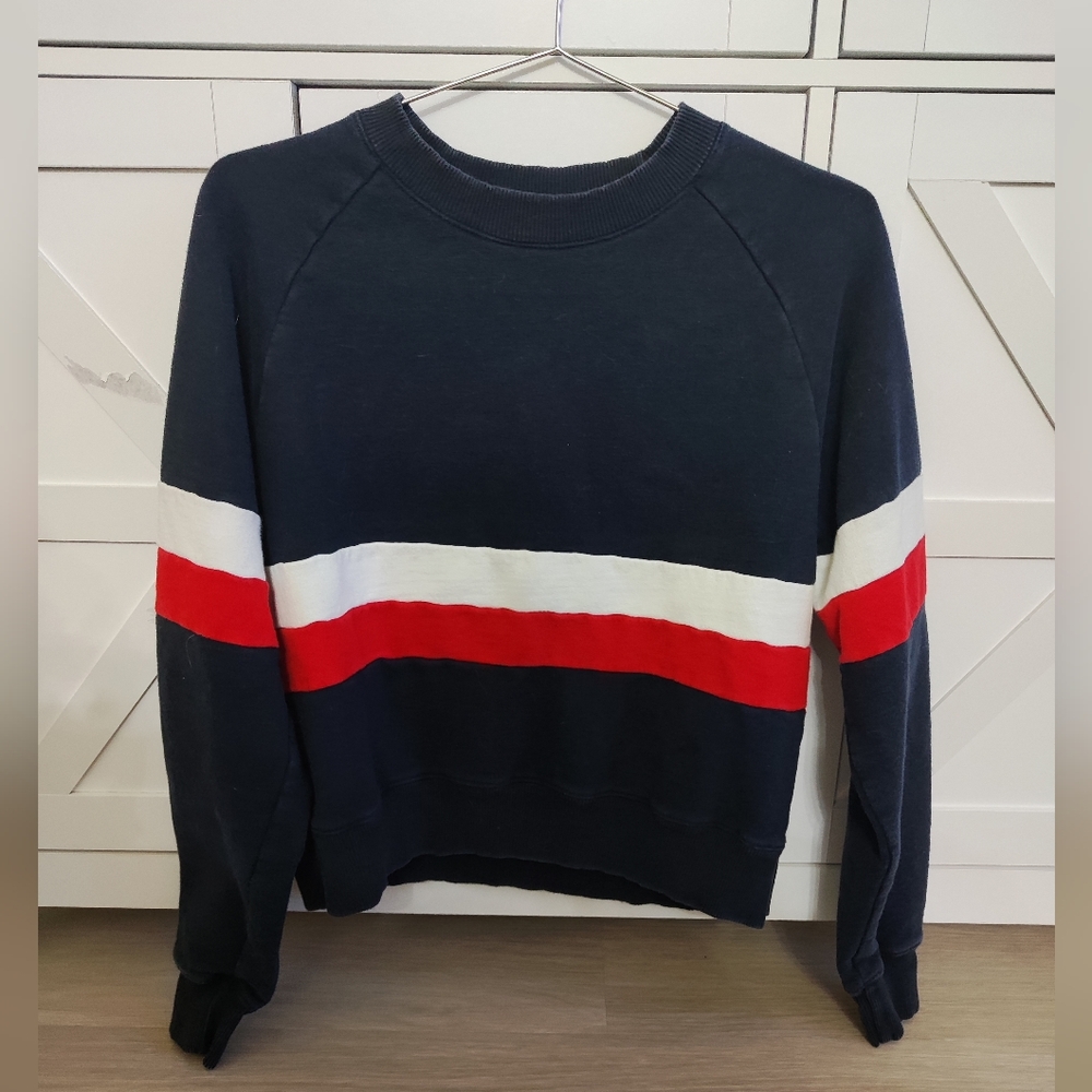 Pacsun Navy Sweatshirt with Red and White Stripes